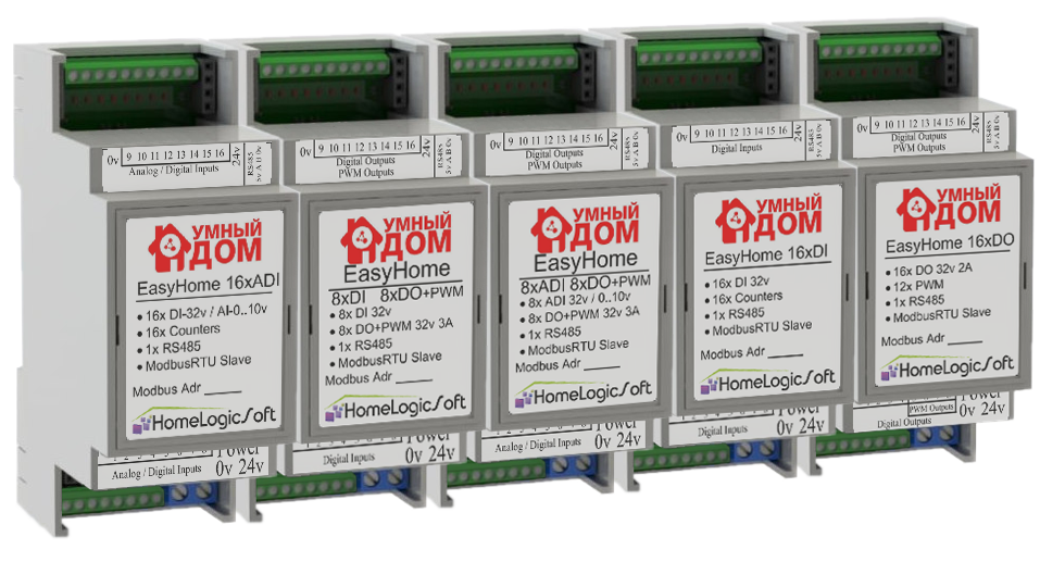 Модули ввода-вывода на 16 каналов с быстрым ModbusRTU Модули ввода-вывода на 16 каналов с быстрым ModbusRTU